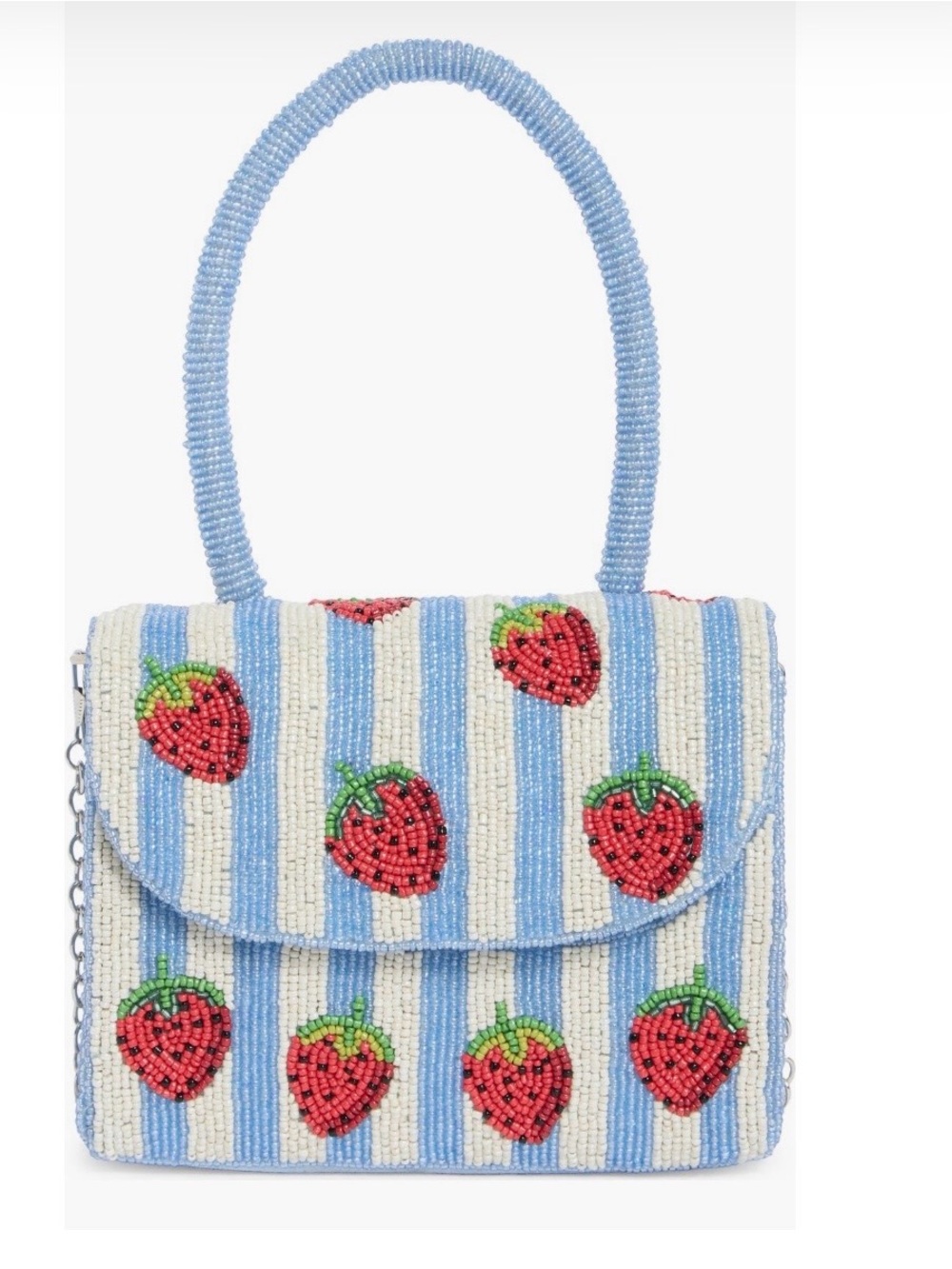 $88.00- Collection XIIX Beaded Striped Strawberry Top Handle Bag
